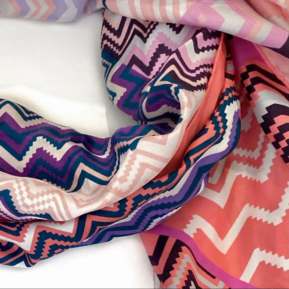 Missoni Zigzag Silk Scarf in Pink, Purple, Orange, Blue